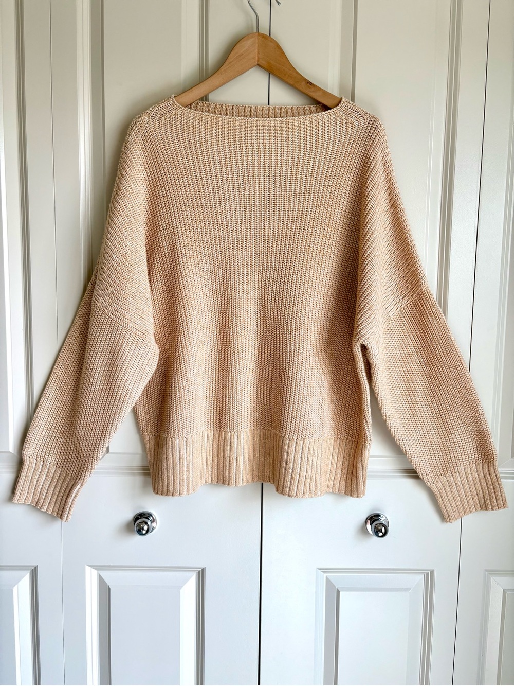 NWT J. Crew Ribbed Funnelneck Sweater in Linen-Cotton Blend Summer 2025 Size XL
